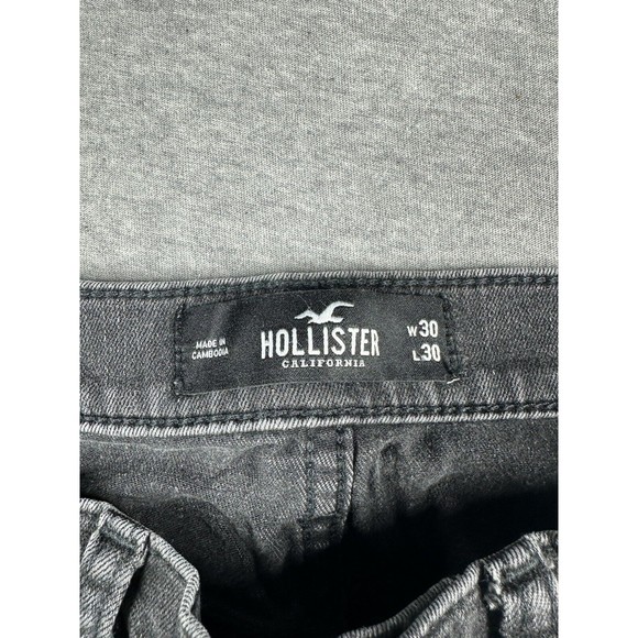 Hollister Skinny Jeans Men's 30X30 Advanced Stretch Black‎ Denim Distressed - Picture 3 of 8